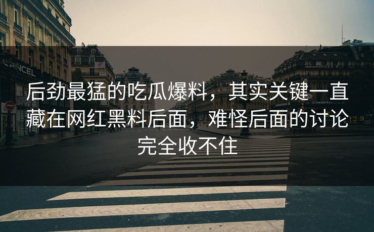 后劲最猛的吃瓜爆料，其实关键一直藏在网红黑料后面，难怪后面的讨论完全收不住