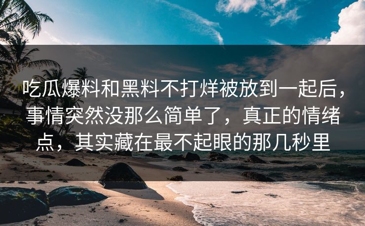 吃瓜爆料和黑料不打烊被放到一起后，事情突然没那么简单了，真正的情绪点，其实藏在最不起眼的那几秒里
