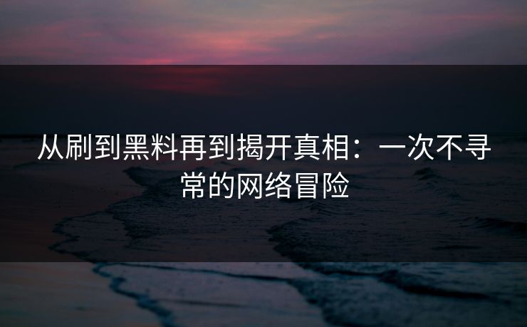 从刷到黑料再到揭开真相：一次不寻常的网络冒险