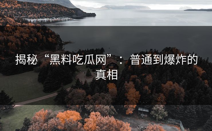揭秘“黑料吃瓜网”：普通到爆炸的真相